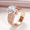 Brass Micro Pave Cubic Zirconia Finger Rings for Women FS-WGB56BB-16-1