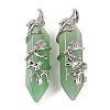 Natural Green Aventurine Double Terminal Pointed Pendants G-C144-03P-10-1