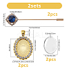 DIY Oval Alloy with Rhinestone Brooches Making Kits DIY-FH0009-70G-2