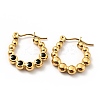 Ion Plating(IP) 304 Stainless Steel Round Beads Wrap Hoop Earrings with Enamel for Women EJEW-G293-16D-G-2
