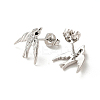 Cubic Zirconia Swallow Stud Earrings EJEW-F301-15-3