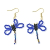 Glass Dragonfly Dangle Earrings EJEW-MZ00114-3