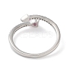 Heart Brass Micro Pave Cubic Zirconia Open Cuff Rings for Women RJEW-S416-02P-01-3