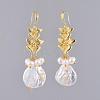 Natural Baroque Pearl Keshi Pearl Dangle Earrings EJEW-JE03879-1