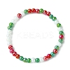 Glass Round Beaded Stretch Bracelet for Kids BJEW-JB09584-3