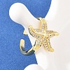 Starfish Brass Micro Pave Clear Cubic Zirconia Cuff Rings for Women RJEW-A088-08B-G-2