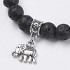 Natural Lava Rock Beads Charm Bracelets BJEW-O161-23-2