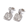 Non-Tarnish 304 Stainless Steel Twist Rectangle Dangle Stud Earrings for Women LS-EJEW-E199-16P-1