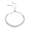 Brass Pave Clear Cubic Zirconia Teardrop Box Chain Slider Bracelets BJEW-B094-07P-1