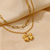 304 Stainless Steel Bowknot Pendant Necklaces NJEW-L182-001G-07-3