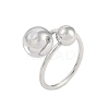 Non-Tarnish 304 Stainless Steel Round Open Cuff Ring for Women RJEW-C097-07P-1