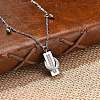 304 Stainless Steel Polymer Clay Rhinestone Rctangle Pendant Necklaces NJEW-U023-02P-1
