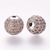 Brass Micro Pave Cubic Zirconia Beads ZIRC-G092-23P-08-1