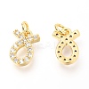 Brass Micro Pave Clear Cubic Zirconia Charms ZIRC-O036-30G-E-2