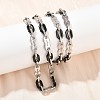 201 Stainless Steel Cross & Oval Link Chain Necklaces for Women NJEW-B143-02EBP-1