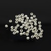 4mm Silver Color Plated Brass Round Textured Beads X-EC247-S-1