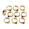 316 Stainless Steel with Natural Mixed Gemstone Cuff Rings RJEW-Z098-01G-15-4