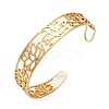 Lotus 304 Stainless Steel Open Cuff Bangle for Woman BJEW-M112-01G-1