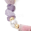 Natural Amethyst Chip & Rhodonite Column & Shell Pearl Beaded Bracelets for Women BJEW-JB12910-3