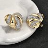 Brass Micro Pave Clear Cubic Zirconia Stud Earrings for Women EJEW-G430-02GP-3