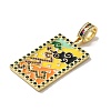 Brass Micro Pave Cubic Zirconia Pendants with Enamel KK-H458-04G-04-2