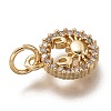 Brass Micro Pave Clear Cubic Zirconia Charms ZIRC-C020-64G-3