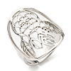 Non-Tarnish Adjustable 304 Stainless Steel Woven Web/Net with Feather Ring RJEW-F149-05P-1