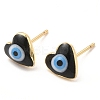 Enamel Heart with Evil Eye Stud Earrings EJEW-E274-02G-09-1