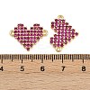 Brass Micro Pave Cubic Zirconia Heart Connector Charms KK-C114-26B-G-3