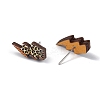 Natural Wood Stud Earrings EJEW-C013-01J-1