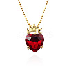 Alloy Rhinestone Crown Heart Pendant Ball Chain Necklaces FS-WGC3330-01-2