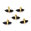 Natural Obsidian Double Terminal Pointed Pendants G-P481-01G-05-1