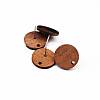 Coconut Brown Wood Stud Earring Findings EJEW-CJC0001-13-3