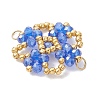 Electroplate Glass Beaded Flower Connector Charms PALLOY-MZ01297-02-3