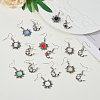 8 Sets 8 Colors Sun & Moon Glass Asymmetrical Earrings EJEW-FI0002-05-5