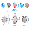 Tibetan Style Alloy Pendant Cabochon Settings and Mosaic Printed Glass Oval Cabochons TIBEP-PH0004-34AS-2