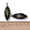 Natural Obsidian Gold Sun Pattern Pendants G-L524-14P-02-3