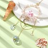 Natural Rose Quartz & Dyed Natural Quartz Crystal with Glass Pendant Decorations HJEW-TA00123-03-2