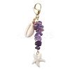 Starfish Synthetic Turquoise & Natural Cowrie Shell Pendant Decoration HJEW-JM02150-4