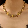 Tibetan Style Alloy Graduated Fish Link Chain Necklaces for Women LS-NJEW-C102-01AG-1