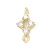Brass Micro Pave Clear Cubic Zirconia Connector Charms KK-Z094-08G-02-1
