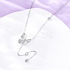 304 Stainless Steel Crystal Rhinestone Butterfly Y Necklaces NJEW-R026-19P-2