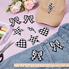 22Pcs 4 Styles Black and White Tartan Pattern Polyester Computerized Embroidery Cloth Iron on/Sew on Patches PATC-GA0001-75-4