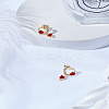 1 Pair Heart Brass Rhinestone Stud Earrings EJEW-LP0003-81-3
