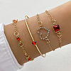 4Pcs 4 Styles Alloy Chain Bracelet & Bangle Set for Women WG6073F-10-1
