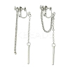 Rertangle Alloy Chain Tassel Clip-on Earrings for Women Men EJEW-C093-02P-1