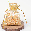 20Pcs Gold Stamping Rose Printed Organza Drawstring Bags OP-FP0001-01-2