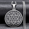 201 Stainless Steel Star of David 12 Constellation Pendant Necklaces NJEW-K283-32P-1