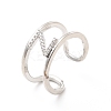 Clear Cubic Zirconia Initial Letter Open Cuff Ring RJEW-A012-01P-Z-2