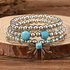 4Pcs Synthetic Turquoise & CCB Beaded Stretch Bracelets FS-WGC8DBE-01-1